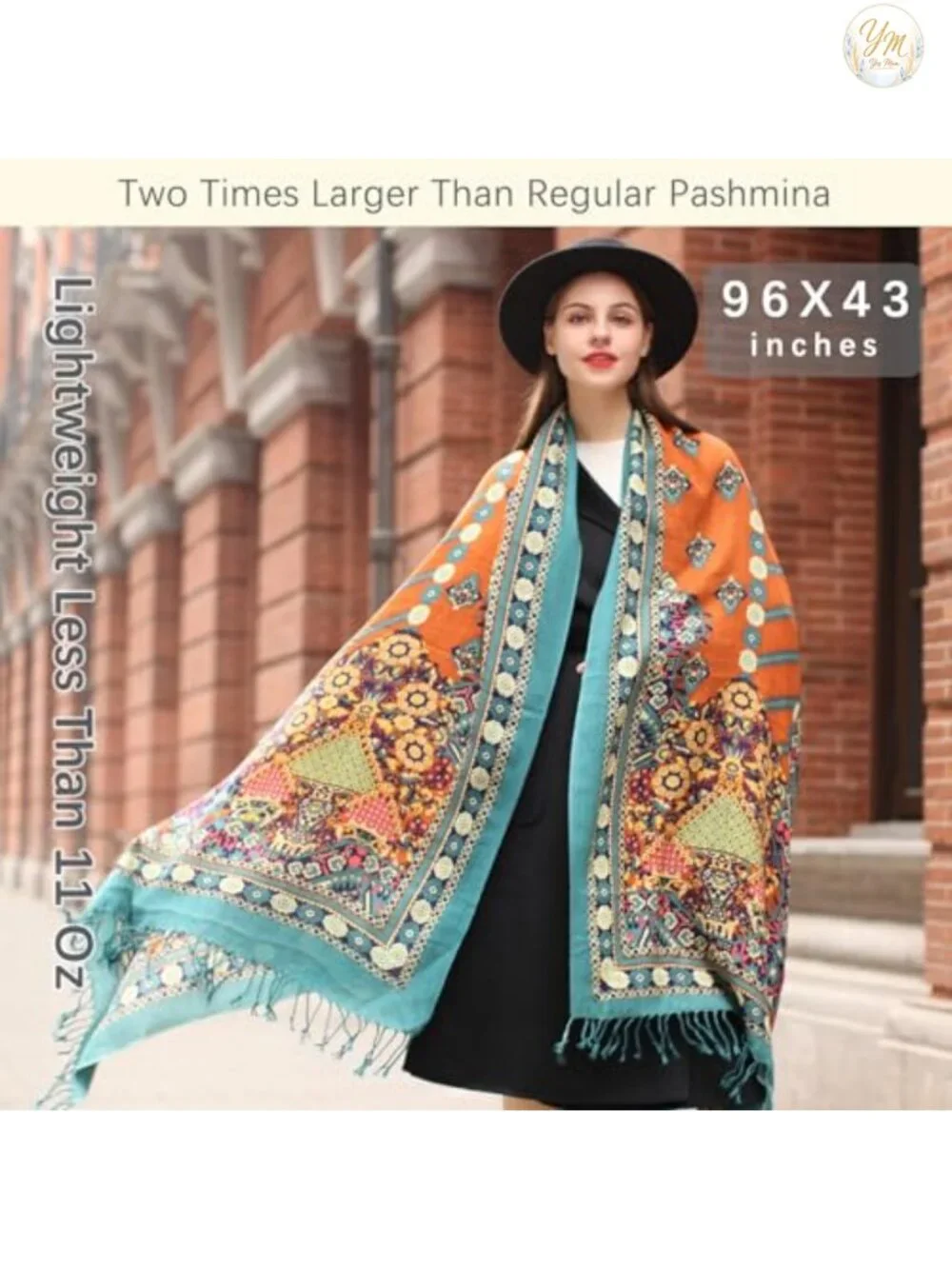 100% Merino Wool Extra Large Pashmina Shawl Wrap Blanket